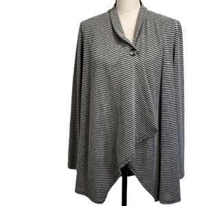 I.N. Studio Gray Stripe Long Sleeve Cardigan Career Large